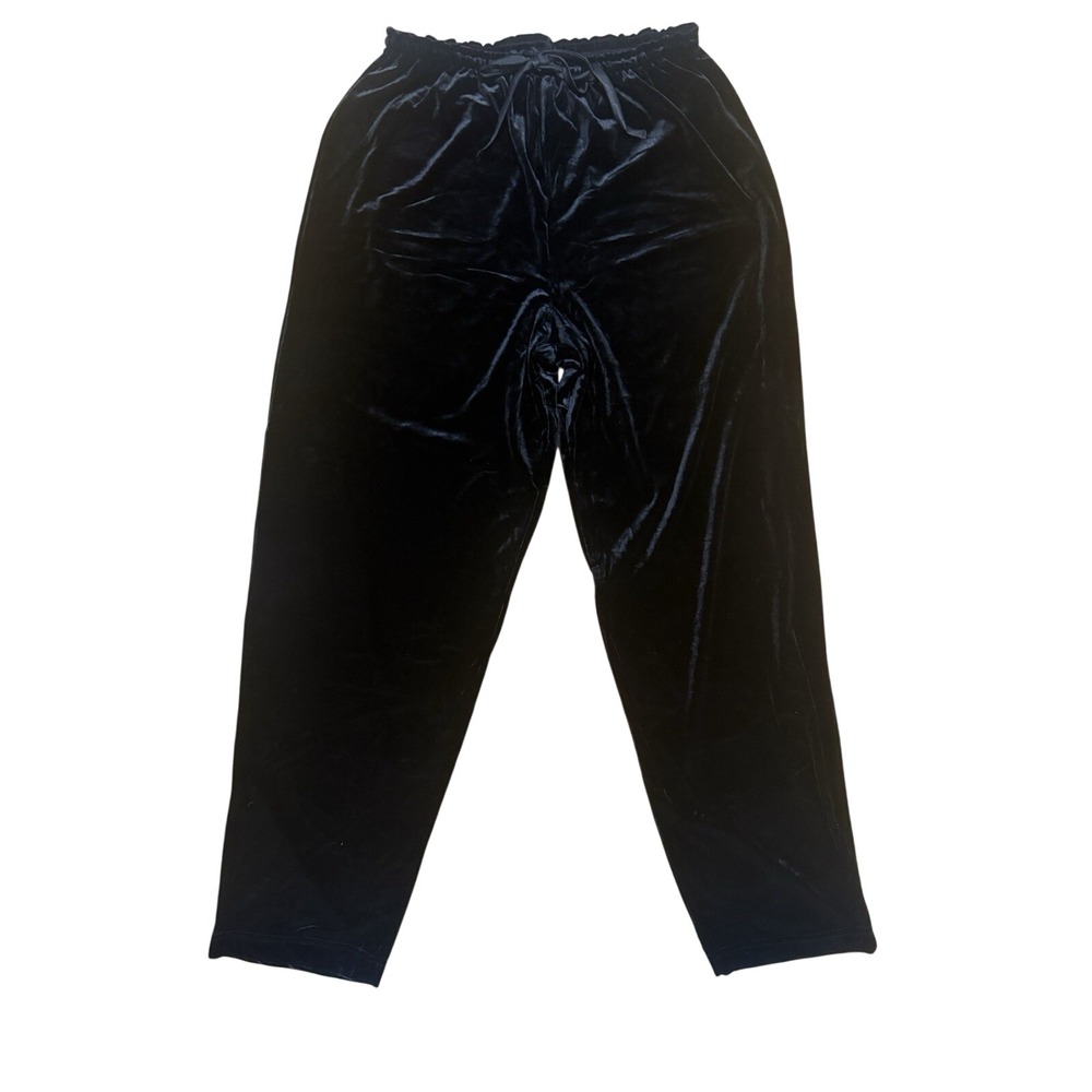 Vintage Worthington Black Velvet Drawstring Pants Sz XL Comfort Stretch Holidays